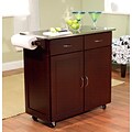 TMS Large Kitchen Cart With Stainless Steel Top; Espresso