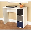 TMS Engineered Wood Writing Desk With 3 Bins; White/Blue
