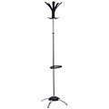 Alba Fashionable Coat Stand with Black Coat Pegs, Chrome