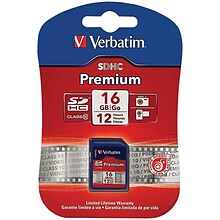 Verbatim® 16GB SDHC (Secure Digital High-Capacity) Class 10 Flash Memory Card