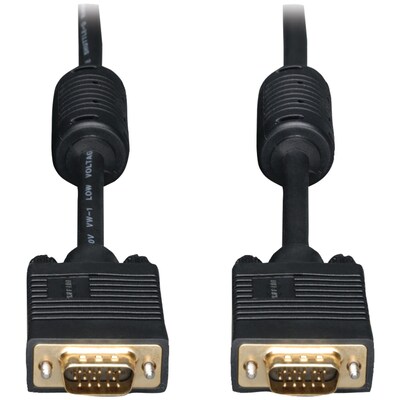 Tripp Lite 6 HD 15 Male/15 Male SVGA/VGA Monitor Extension Gold Cable With RGB Coax, Black