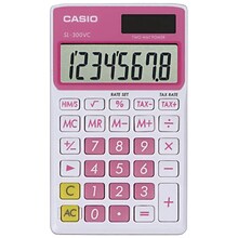 Casio SL300VC Wallet 8-Digit Battery/Solar Powered Basic Calculator, Pink/White (CIOSLVCPKSIH)