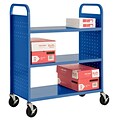 Sandusky® 46H x 39W x 19D Steel Flat Book Truck, 3 Shelf, Blue