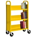 Sandusky® 46H x 28W x 14D Steel Single Sided Sloped Book Truck, 3 Shelf, Yellow