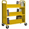 Sandusky® 46H x 39W x 19D Steel Double Sided Sloped Book Truck, 6 Shelf, Yellow