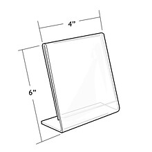Azar Acrylic Vertical Slanted L-Shape Sign Holder, 6 x 4, 10/Pack (112726)