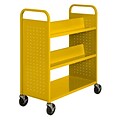 Sandusky® 46H x 39W x 19D Steel Flat Bottom and Sloped Book Truck, 5 Shelf, Yellow