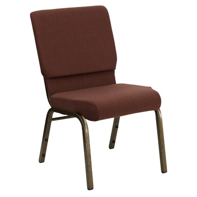 Flash Furniture HERCULES Series 18.5 Wide Stack Church Chair with 4.25 Thick Seat - Gold Vein Frame, Brown, 20/Pack