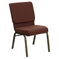 Flash Furniture HERCULES Series 18.5 Wide Stack Church Chair with 4.25 Thick Seat - Gold Vein Frame, Brown, 20/Pack