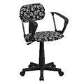 Flash Furniture Fabric Peace Sign Printed Computer Chair With Arms, Black and White