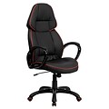 Flash Furniture High Back Vinyl Executive Office Chair With Red Pipeline Border, Black