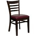 Flash Furniture HERCULES Walnut Ladder Back Vinyl Restaurant Chairs; Burgundy, 4/Pack