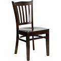 Flash Furniture HERCULES Walnut Vertical Slat Back Wooden Restaurant Chairs; 16/Pack