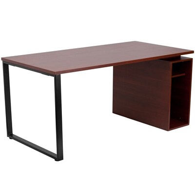 Flash Furniture Computer Desk With Open Storage Pedestal; Mahogany