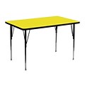 Flash Furniture 30W x 48L Rectangular Laminate Activity Tables W/Standard Adjustable Legs; Yellow (XUA3048RECYELHA)