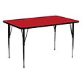 Flash Furniture 30W x 60L Rectangular Laminate Activity Tables W/Standard Adjustable Legs; Red (XUA3060RECREDHA)