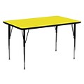 Flash Furniture 30W x 60L Rectangular Laminate Activity Tables W/Standard Adjustable Legs; Yellow (XUA3060RECYELHA)