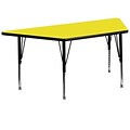 Flash Furniture 30W x 60L Trapezoid Laminate Activity Tables W/Adjustable Pre-School Legs (XUA3060TRPYELHP)