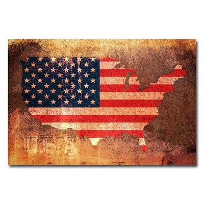 Trademark Fine Art Michael Tompsett US Flag Map Canvas Art 22x32 Inches