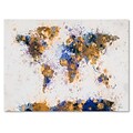 Trademark Fine Art Michael Tompsett Paint Splashes World Map 2 Matted Black Frame 11x14 Inches