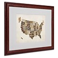 Michael Tompsett USA States Text Map 2 Matted Framed Art - 16x20 Inches - Wood Frame