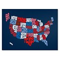 Trademark Fine Art Michael Tompsett USA States Txt Map 2 Canvas Art 14x19 Inches