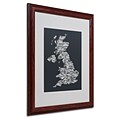Michael Tompsett UK Cities Text Map 4 Matted Framed Art - 16x20 Inches - Wood Frame