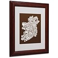 Michael Tompsett CHOCOLATE-Ireland Text Map Matted Framed - 11x14 Inches - Wood Frame