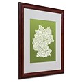 Michael Tompsett OLIVE-Germany Regions Map Matted Framed - 16x20 Inches - Wood Frame