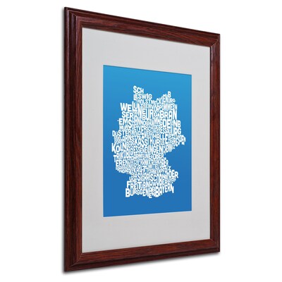 Michael Tompsett SUMMER-Germany Regions Map Matted Framed - 16x20 Inches - Wood Frame