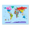 Trademark Fine Art Michael Tompsett Childrens World Map Canvas Art 16x24 Inches