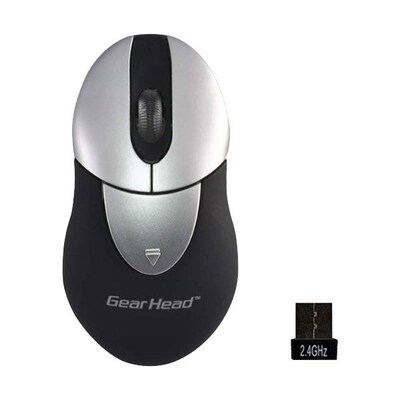Gear Head MP1950BLK 2.4 GHz USB Wireless Optical Nano Mouse, White/Black