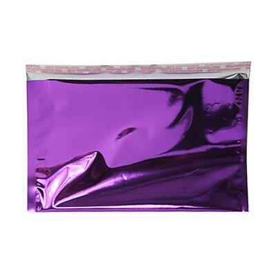 JAM Paper® 6.125 x 9.5 Booklet Foil Envelopes with Self-Adhesive Closure, Purple, 25/Pack (1323286)