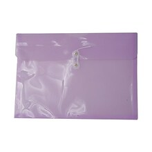 JAM Paper® Plastic Envelopes, Button and String Tie Closure, Legal Booklet, 9.75 x 14.5, Lilac Purpl