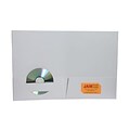 JAM Paper® Premium Paper Cardstock Two Pocket Presentation Folders, White, 6/Pack (619473D)
