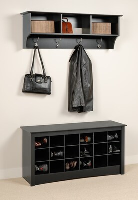 Prepac™ Composite Wood Shoe Storage Cubbie Bench, Black