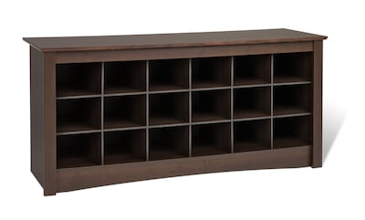 Prepac™ Composite Wood Shoe Storage Cubbie Bench, Espresso