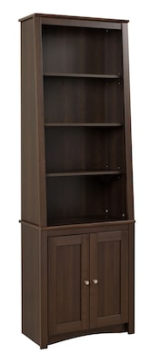 Prepac™ Tall Slant Back Bookcase With 2 Shaker Doors, Espresso