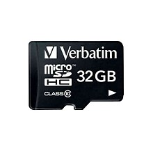 Verbatim® 32GB microSDHC (microSD High Capacity) Class 10 Flash Memory Card With Adapter