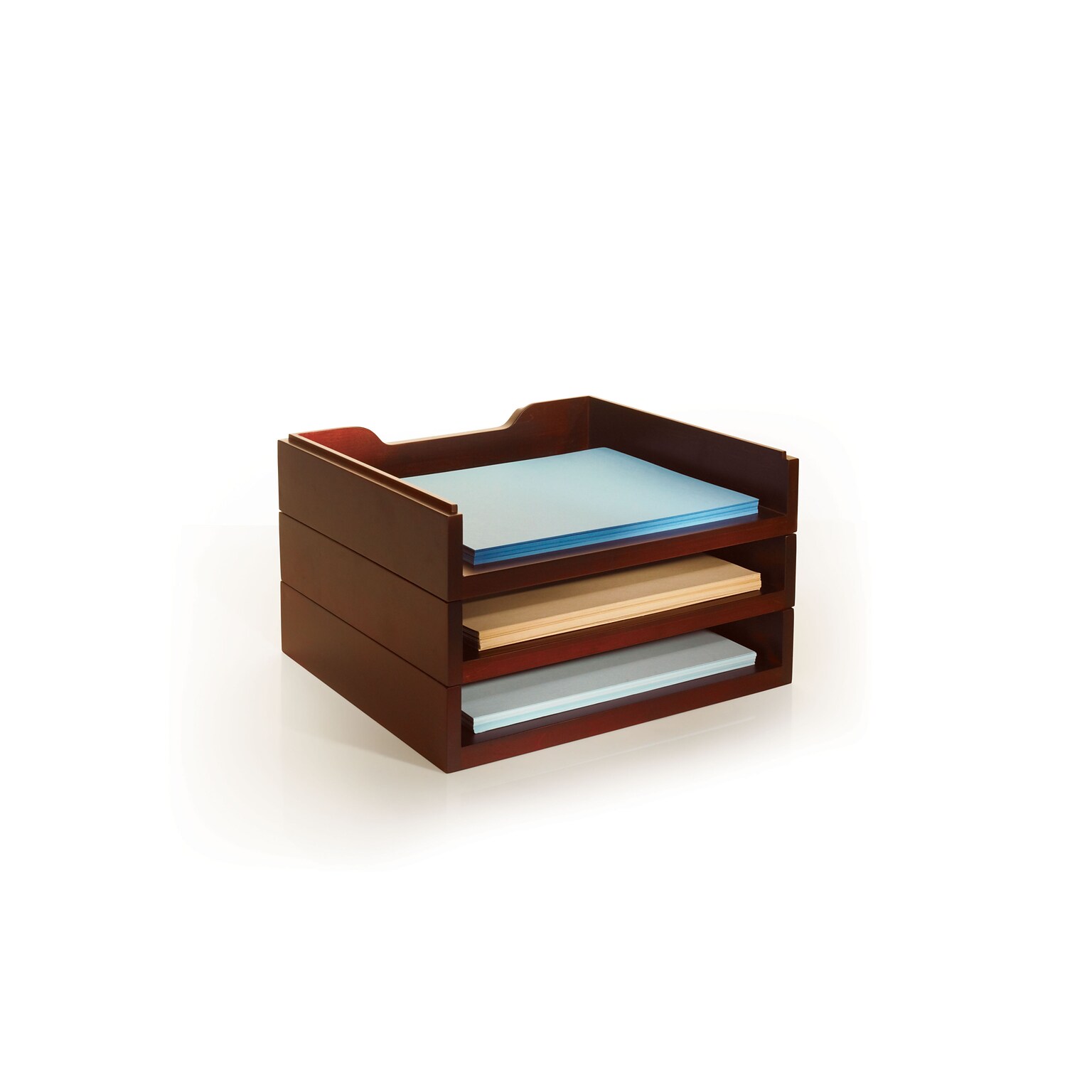 Empire Stack & Style Wood Desk Organizers Kit 4, Mahogany