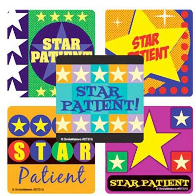 SmileMakers® Star Patient Star Stickers, 2-1/2”H x 2-1/2”W, 100/Box