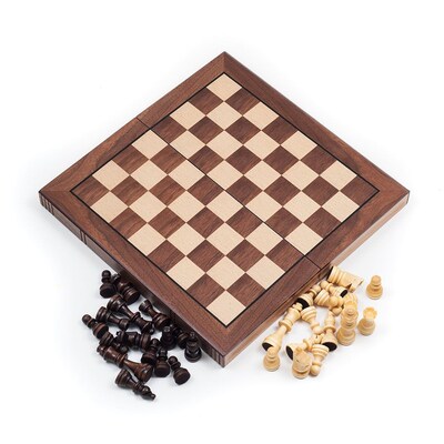 Trademark Games Walnut Book Style Chess Board With Staunton Chessmen (844296060764)