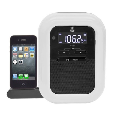 Pyle® PICL36B Clock Radio For iPod/iPhone/Docking Station;  White/Black