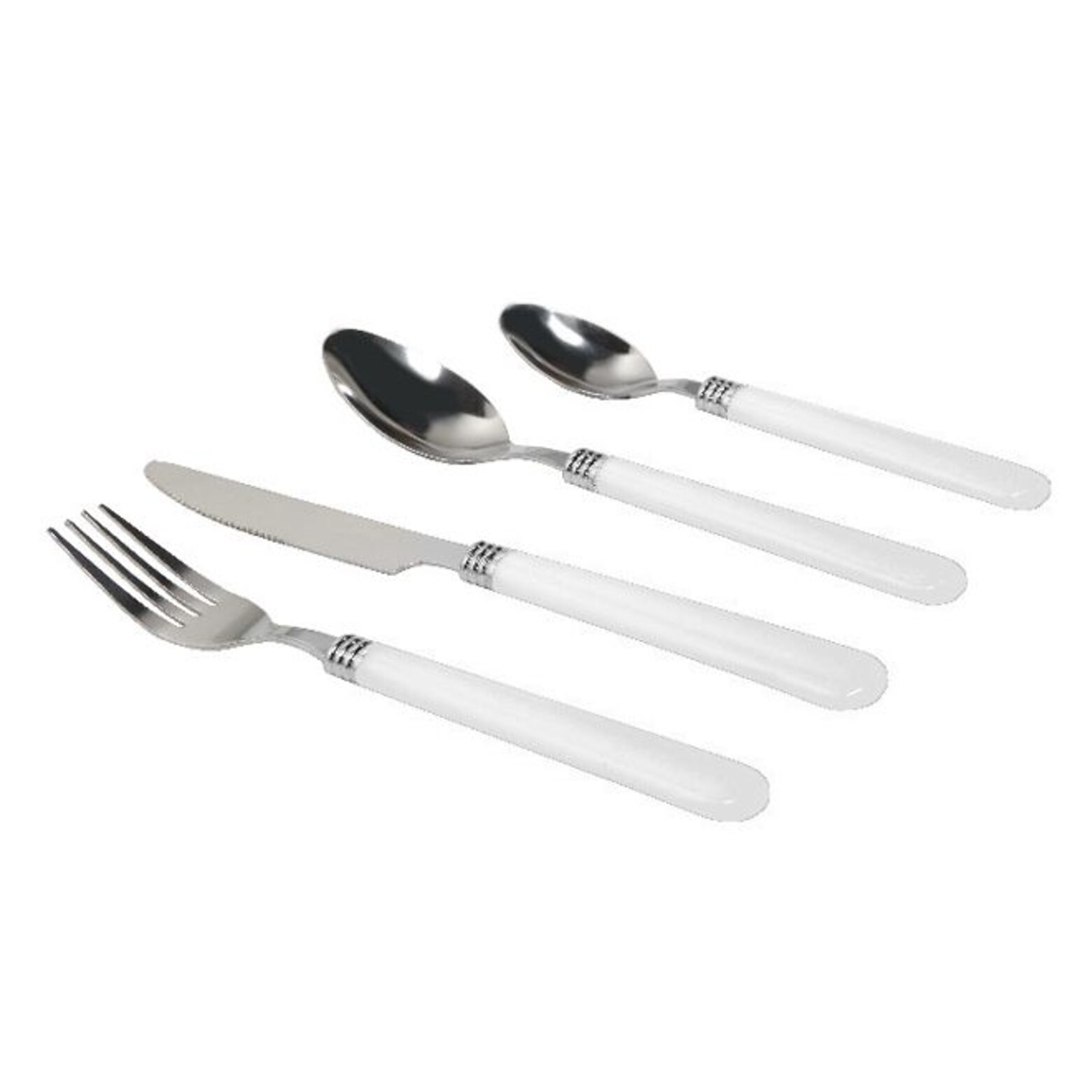 Gibson Sensations II Plastic Handle Flatware Set, 16 Piece, White