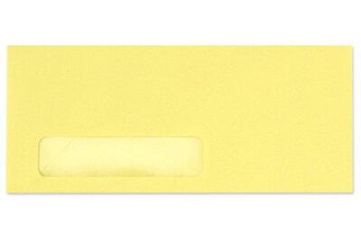 LUX Pastels Moistenable Glue #10 Window Envelope, 4 1/2" x 9 1/2", Pastel Cary Yellow, 250/Box (11824-250)