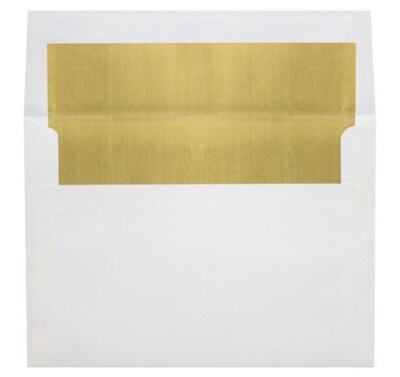 LUX A8 Foil Lined Invitation Envelopes (5 1/2 x 8 1/8) 500/Box, White w/Gold LUX Lining (FLWH4885-04