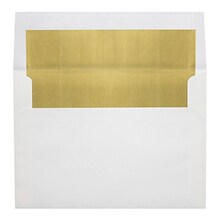 LUX A8 Foil Lined Invitation Envelopes (5 1/2 x 8 1/8) 500/Box, White w/Gold LUX Lining (FLWH4885-04