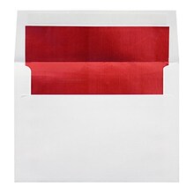 LUX 60lbs. 5 3/4 x 8 3/4 A9 Invitation Envelopes W/Peel & Press, White/Red LUX, 250/BX