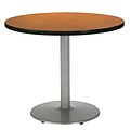 KFI® Seating 38 x 42 Round HPL Pedestal Table With Silver Base, Medium Oak, 2/Pk