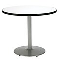 KFI® Seating 38 x 42 Round HPL Pedestal Table With Silver Base, Crisp Linen, 2/Pk